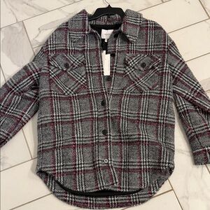 Greylin Gray and Pink Plaid Button Jacket